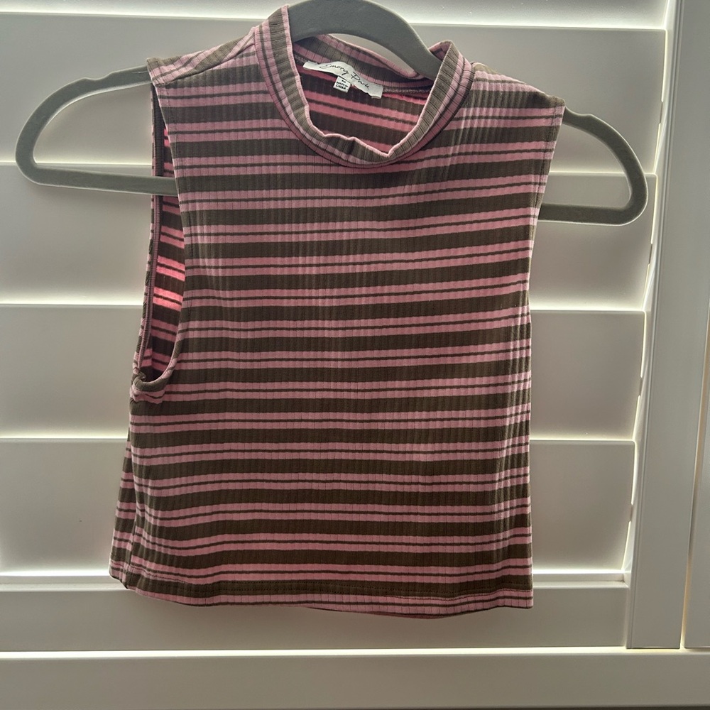 Emory Park Pink and Brown Striped Top